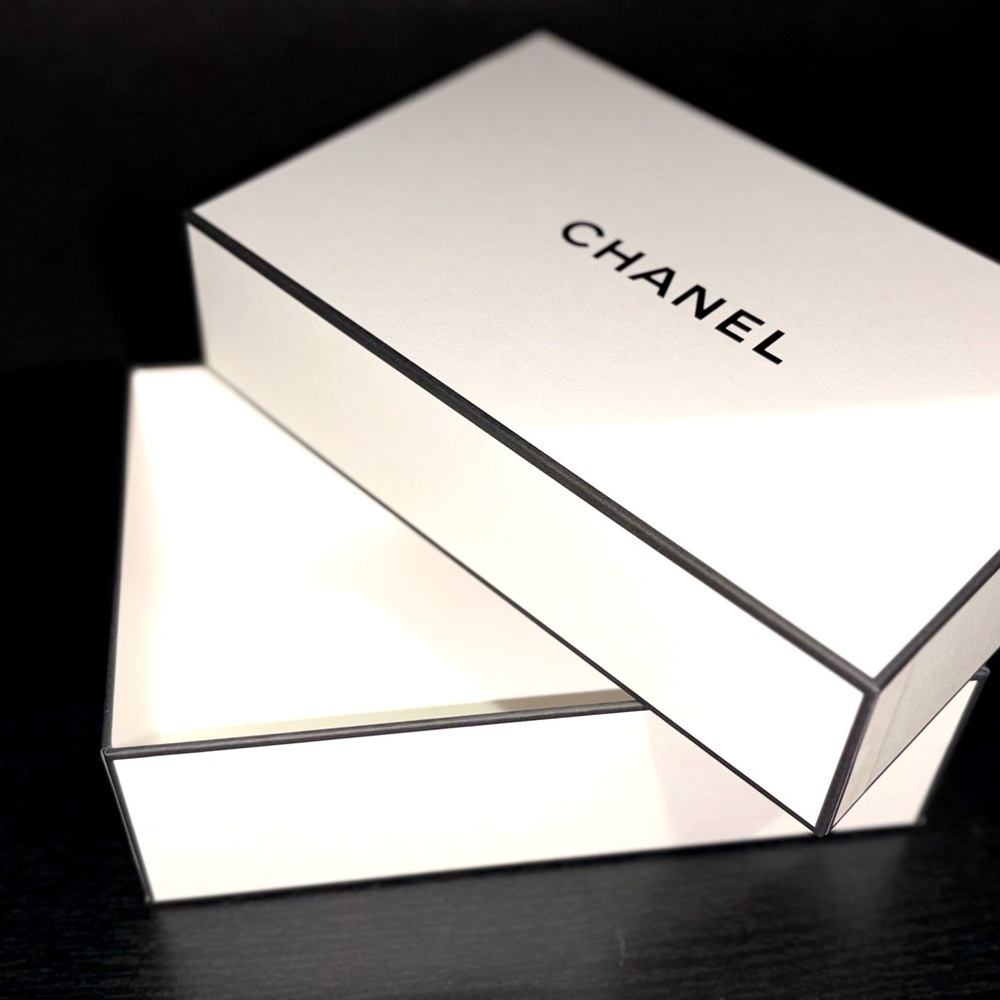 Empty CHANEL Classic White and Black Box
